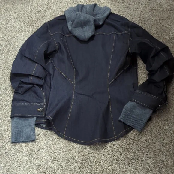 NWT Cinq a Sept Hooded Denim Jacket with Gray Hood - Picture 9 of 14